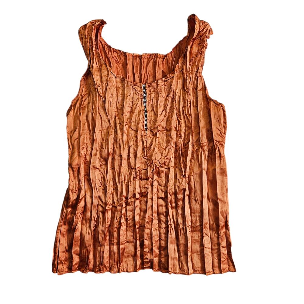 Y2k Euro Top Satin Orange Ruched Fairycore Boho - Medium